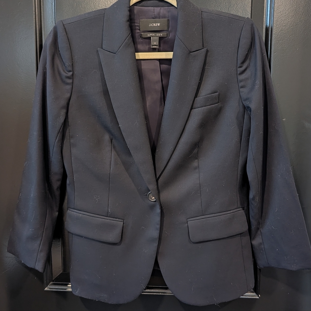 J. Crew Super 120 Navy Suit Jacket Blazer